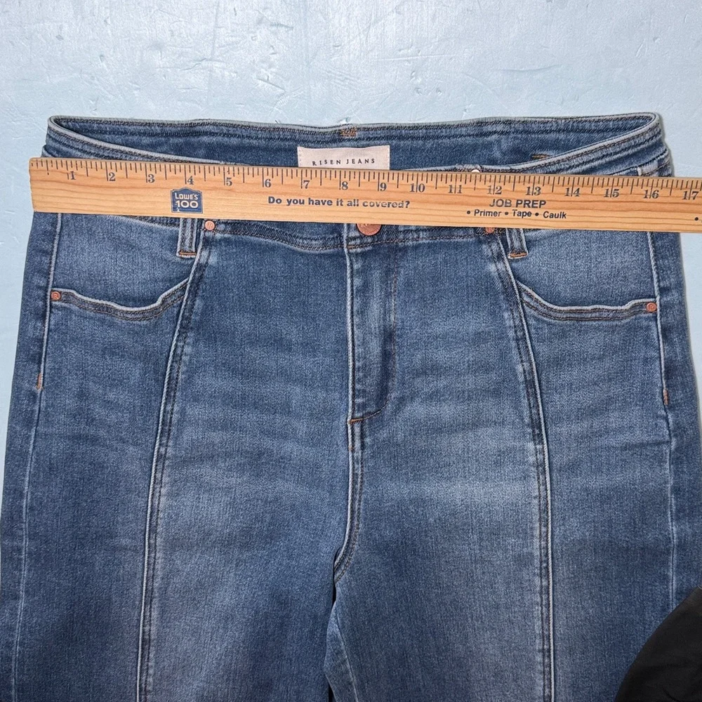 RISEN Wide Leg Jeans Sz XL 15 / 32 PW21536 High Rise Flare Pintuck Front NEW - Picture 11 of 16